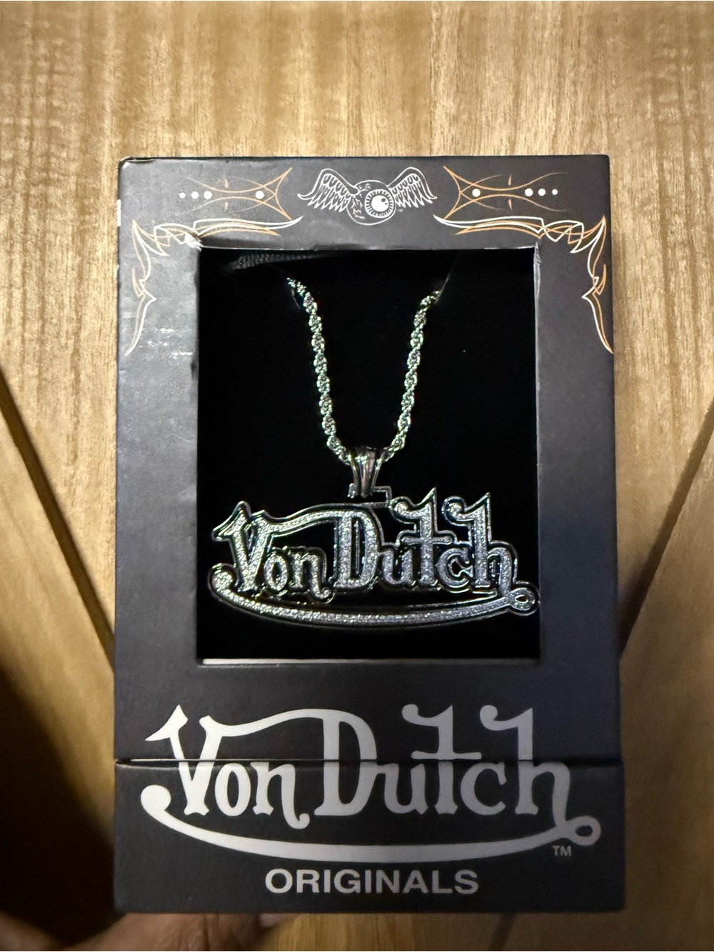 Von Dutch Silver-Tone Logo Rope Chain Necklace